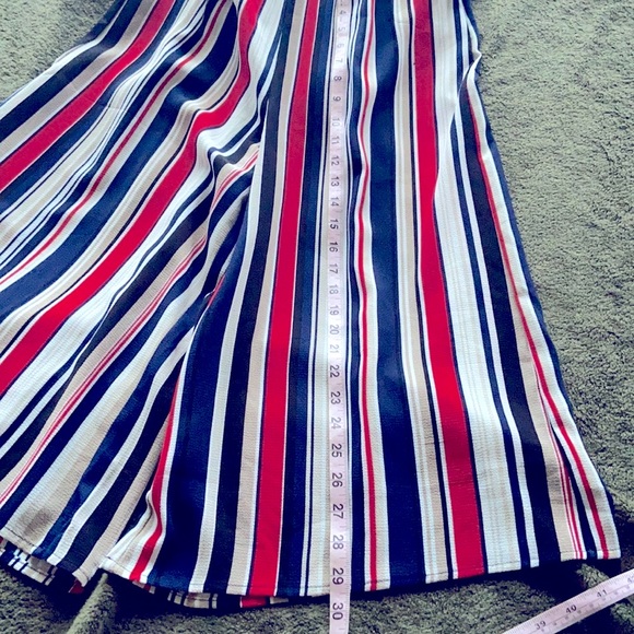 Tacera Red White & Blue Bold Striped Cropped Palazzo Jumpsuit size Small - Picture 10 of 13